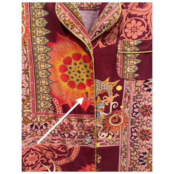 JOHNNY WAS Dragonia Longsleeve Whimsical Red Dragon Pajama Shirt - Picture 4 of 5